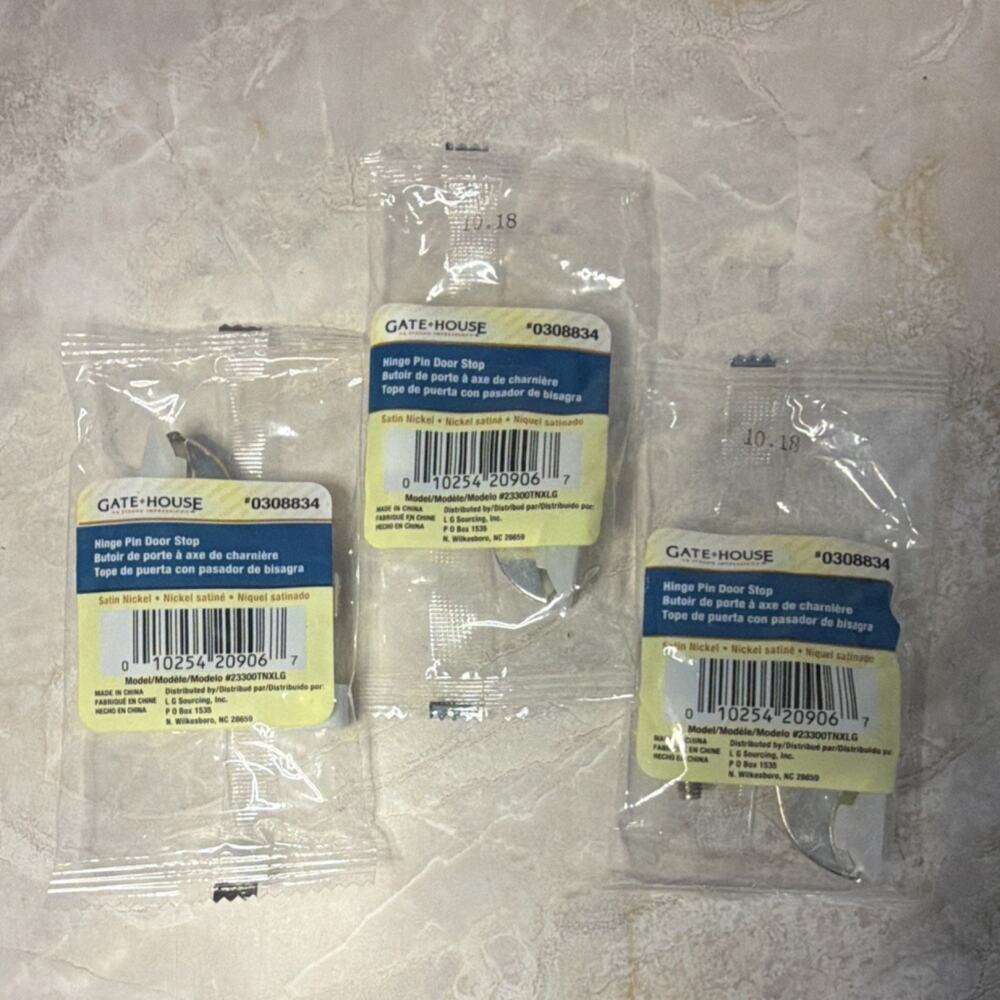 Gatehouse Hinge Pin Door Stop Satin Nickel Finish, 3-Pack, MPN 0308834